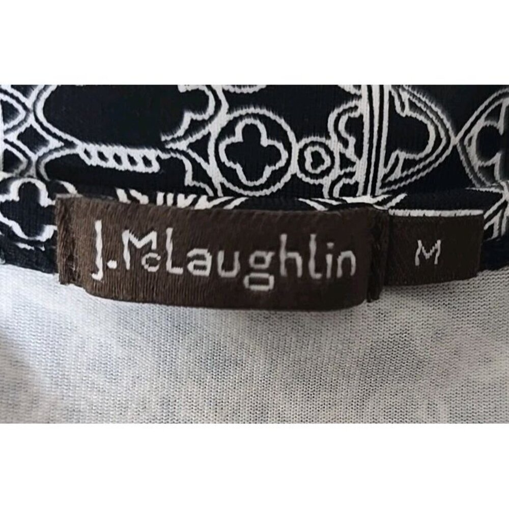 J. McLaughlin Women's Black White Top Size Medium Shirt Medallion t9 - Picture 5 of 5